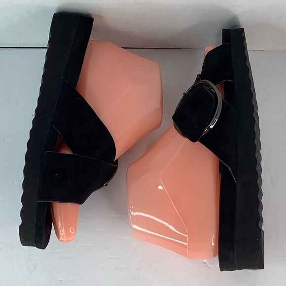 OYSHO CissCross Strap Platform Black Leather Summer Costal Sandals Sz 36/US 6 - Picture 3 of 10